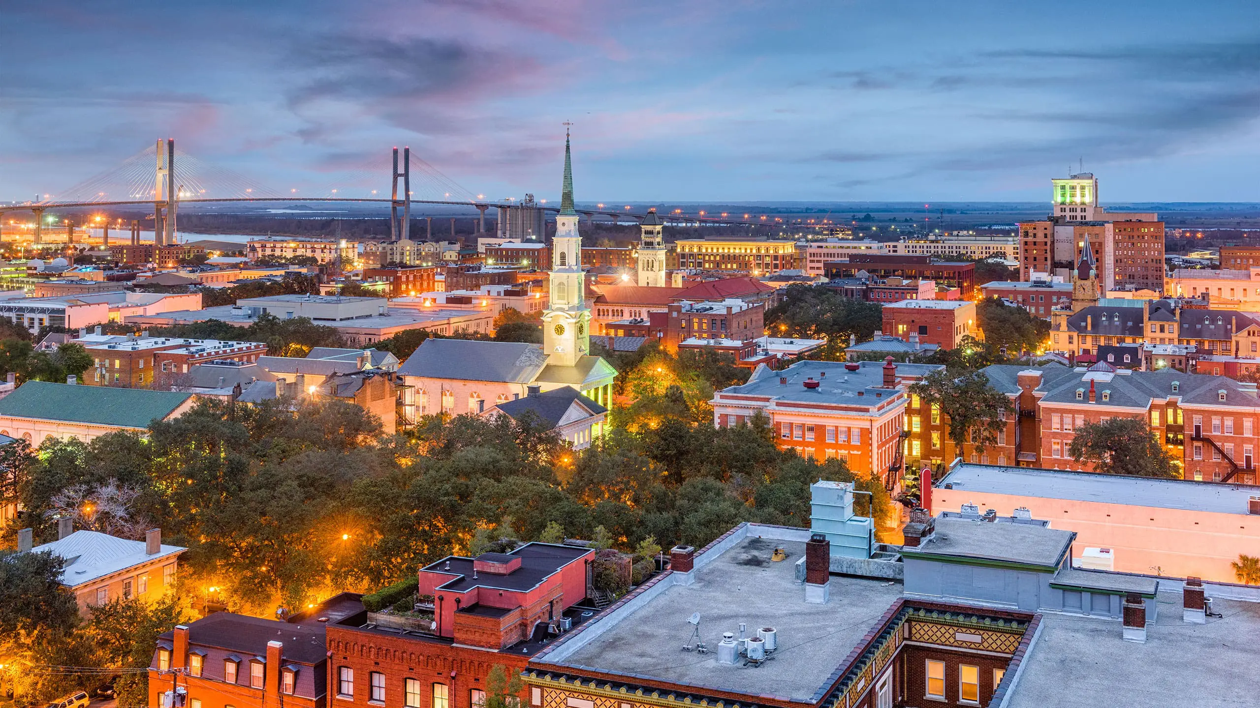 The skyline of Savannah, Georgia