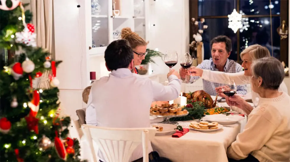 Family celebrating Christmas dinner