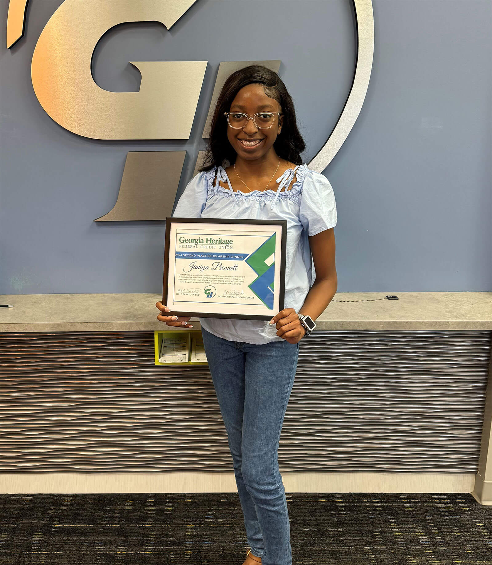 Janiya Bennet, second-place winner of the 2024 GHFCU college scholarship