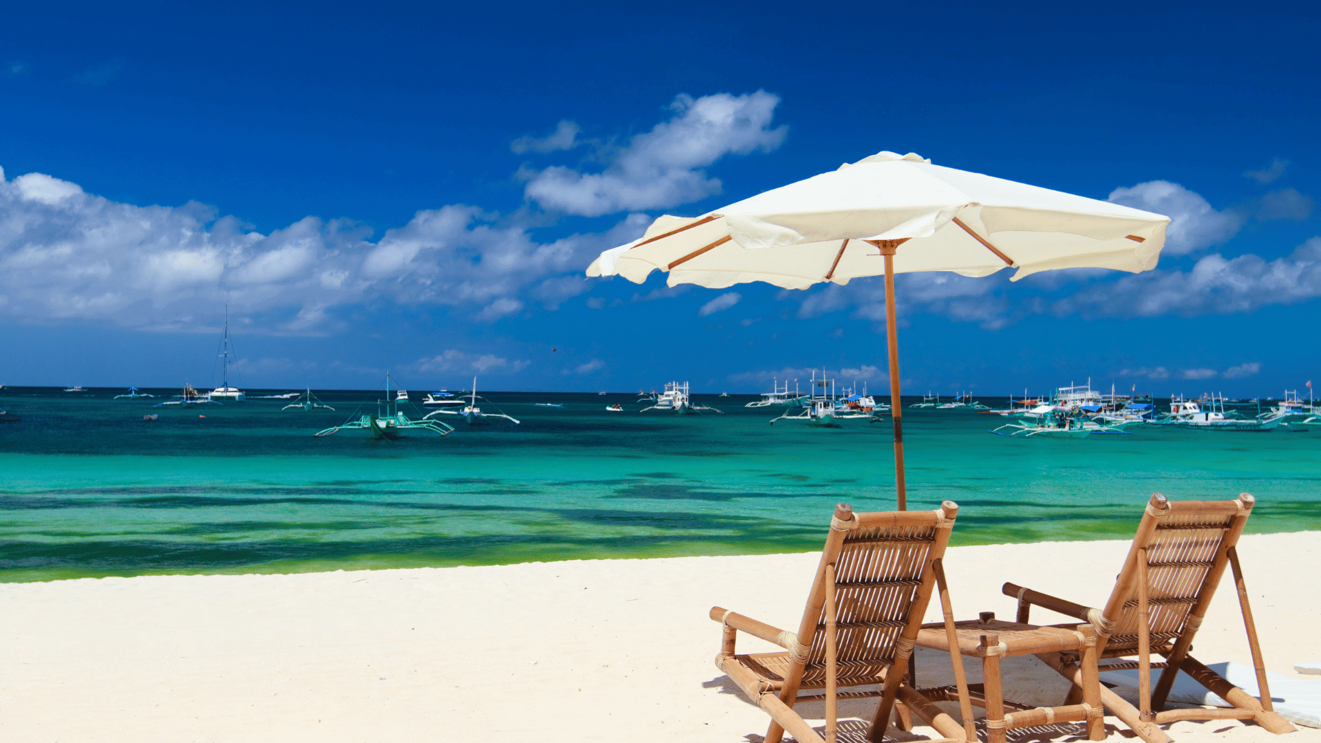 Beach chairs by the ocean